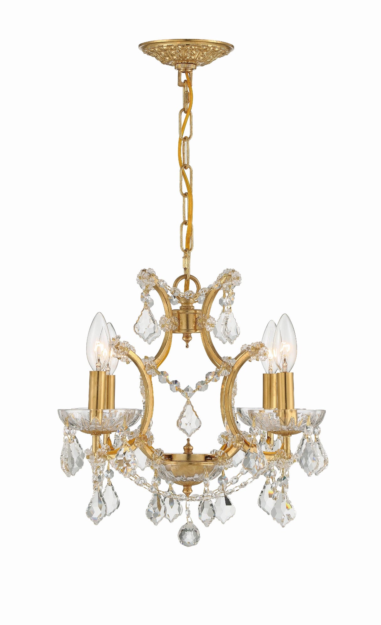 Crystorama Filmore 4 Light Spectra Crystal Antique Gold Mini Chandelier