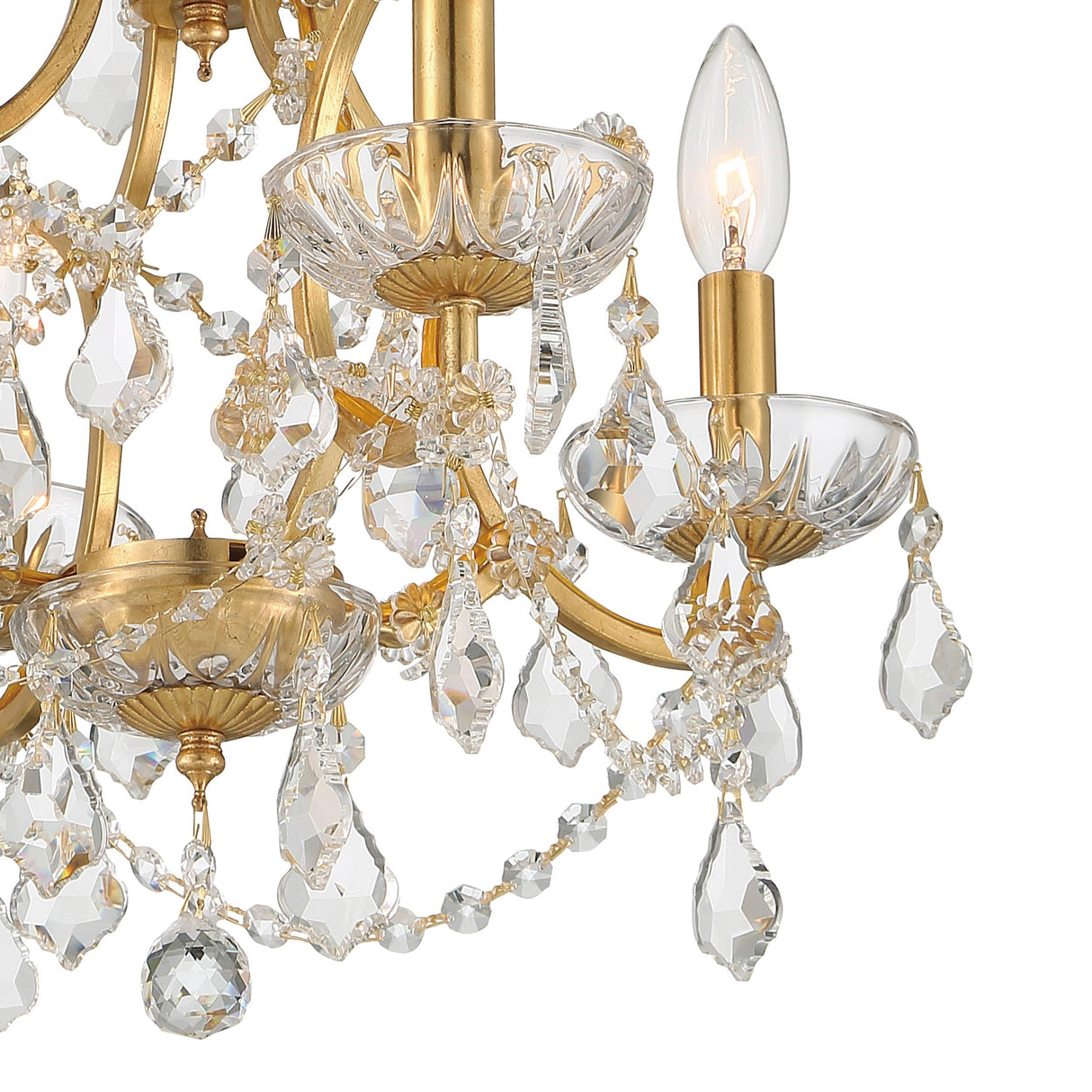Crystorama Filmore 4 Light Spectra Crystal Antique Gold Mini Chandelier