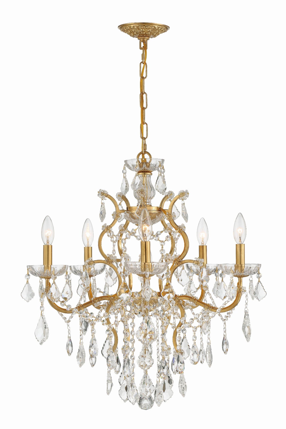 Crystorama Filmore 6 Light Hand Cut Crystal Antique Gold Chandelier