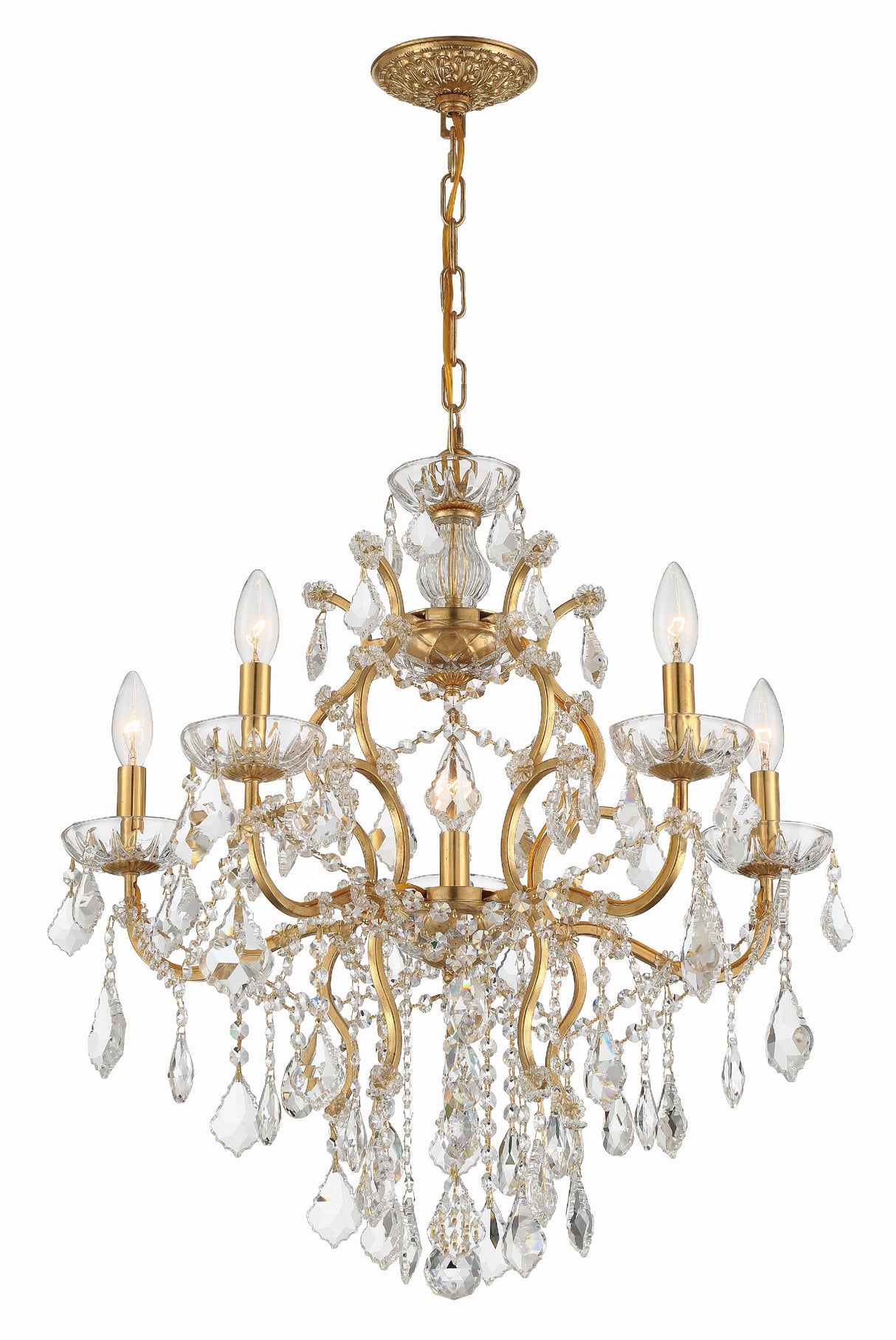 Crystorama Filmore 6 Light Hand Cut Crystal Antique Gold Chandelier