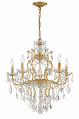 Crystorama Filmore 6 Light Swarovski Strass Crystal Antique Gold Chandelier