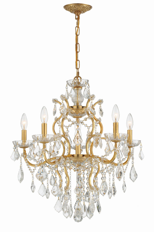Crystorama Filmore 6 Light Swarovski Strass Crystal Antique Gold Chandelier