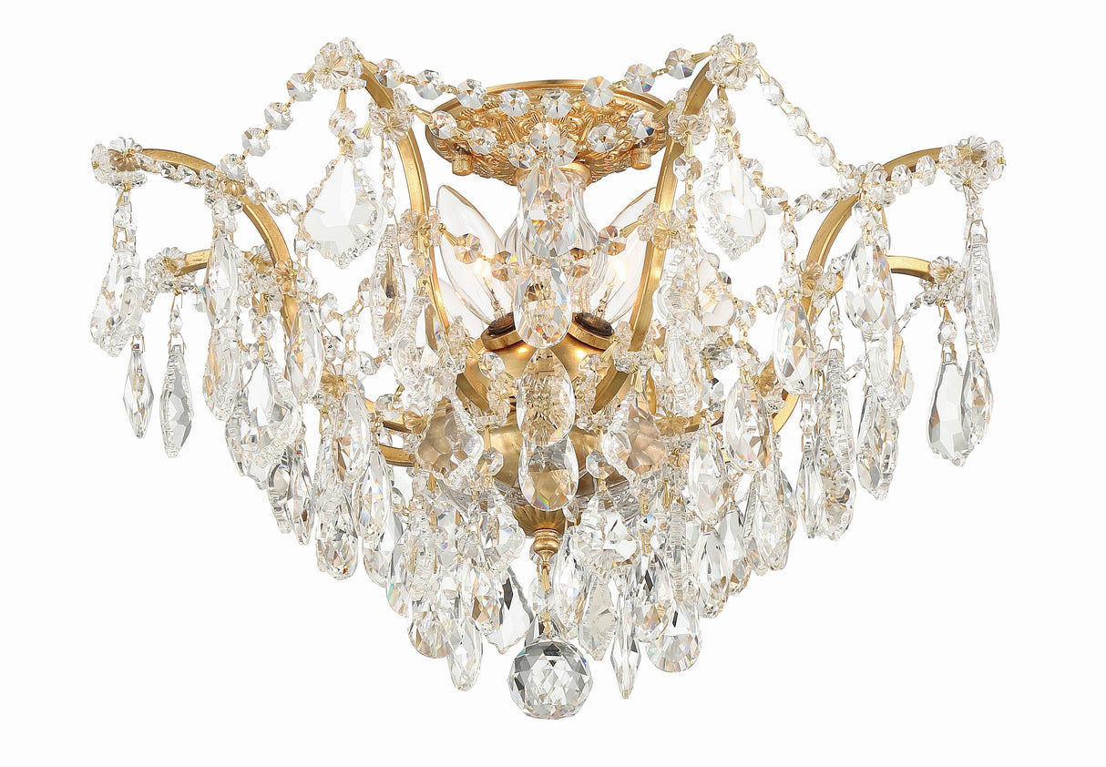 Crystorama Filmore 5 Light Hand Cut Crystal Antique Gold Flush Mount