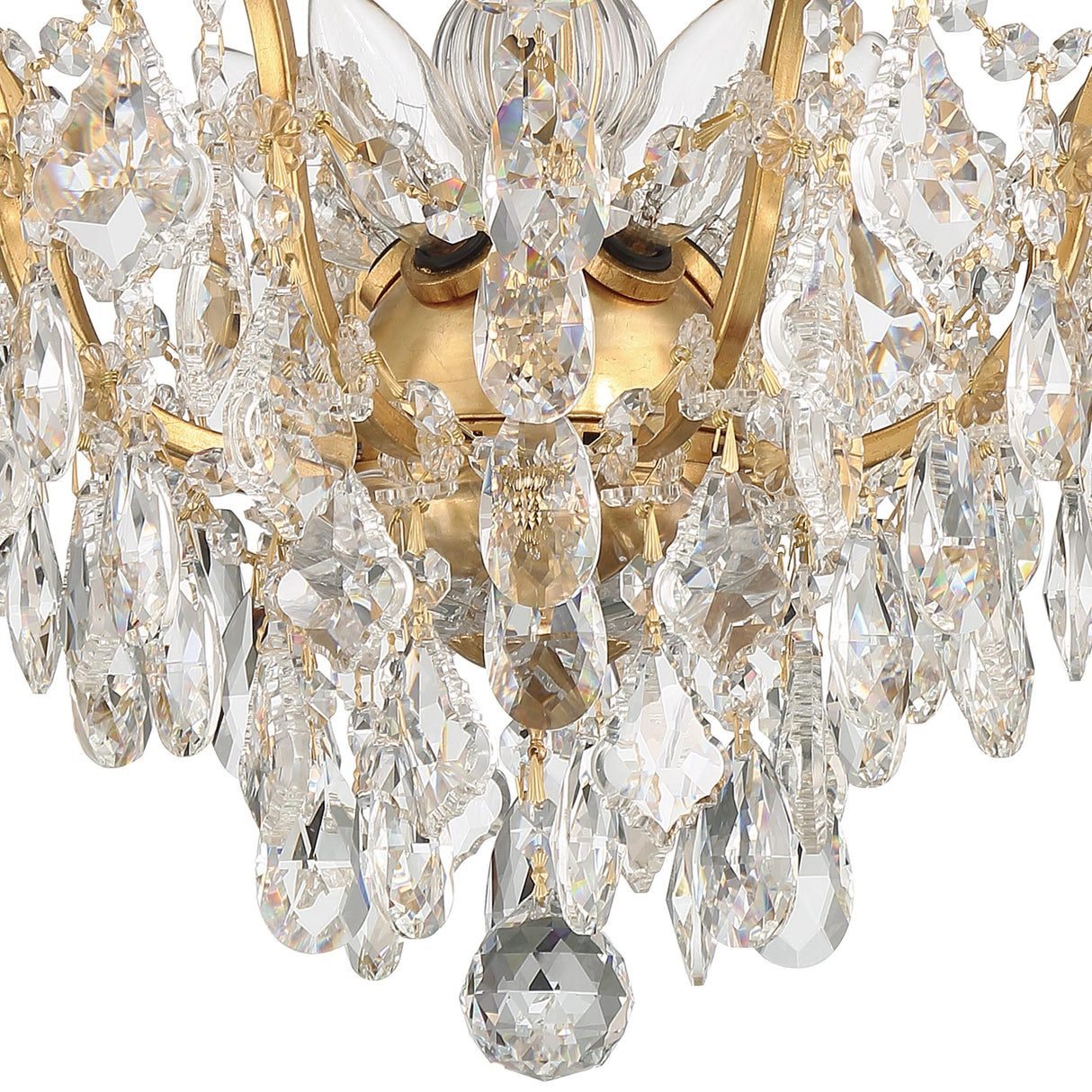 Crystorama Filmore 5 Light Hand Cut Crystal Antique Gold Flush Mount