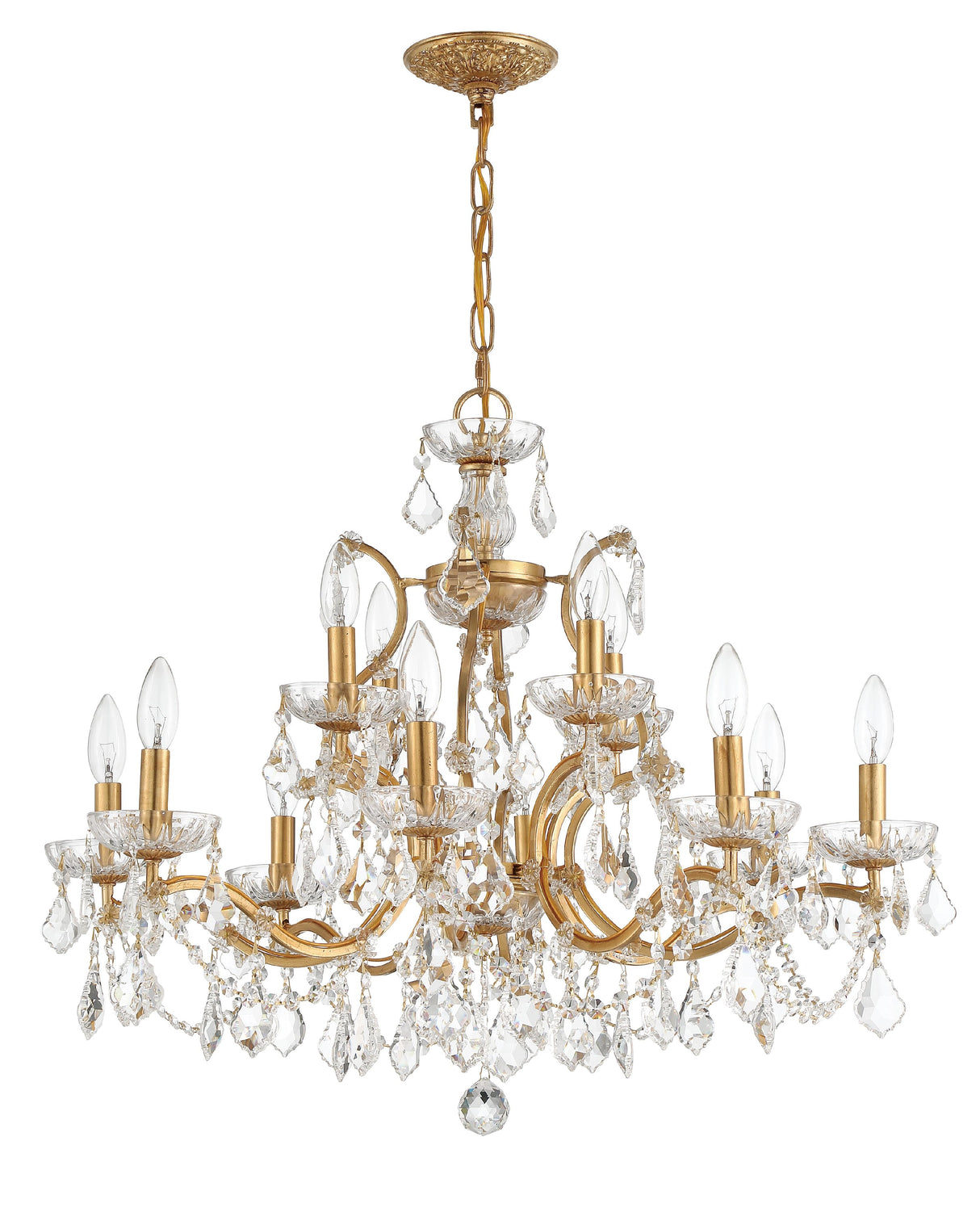 Crystorama Filmore 12 Light Swarovski Strass Crystal Antique Gold Chandelier