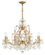 Crystorama Filmore 12 Light Swarovski Strass Crystal Antique Gold Chandelier