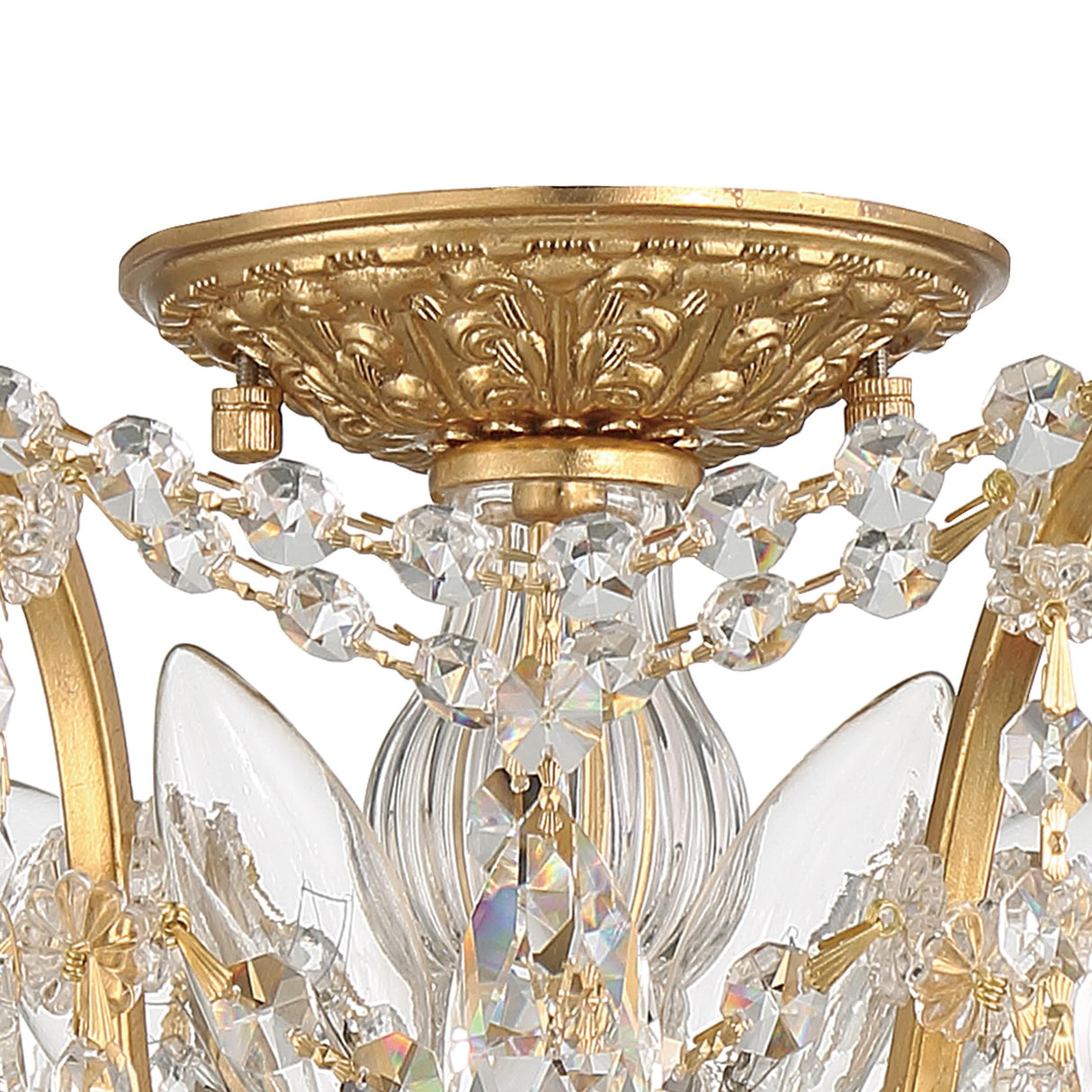 Crystorama Filmore 5 Light Swarovski Strass Crystal Antique Gold Flush Mount