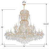 Crystorama Maria Theresa 37 Light Hand Cut Crystal Gold Chandelier
