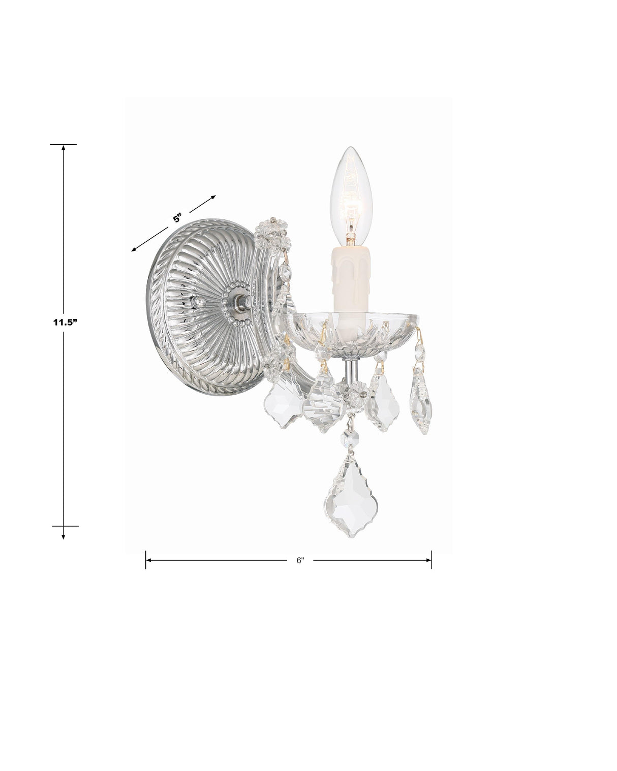 Crystorama Maria Theresa 1 Light Hand Cut Crystal Polished Chrome Sconce