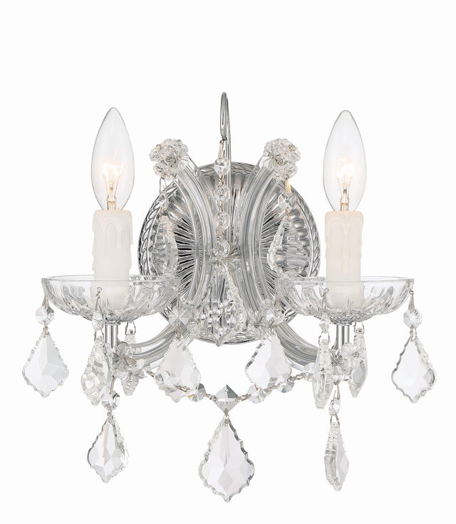 Crystorama Maria Theresa 2 Light Clear Italian Crystal Polished Chrome Sconce