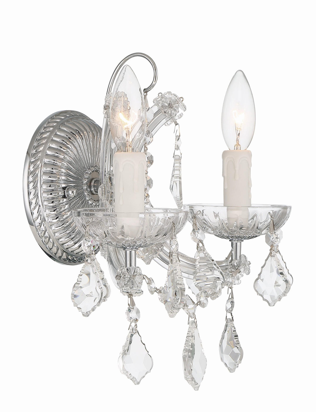 Crystorama Maria Theresa 2 Light Clear Italian Crystal Polished Chrome Sconce
