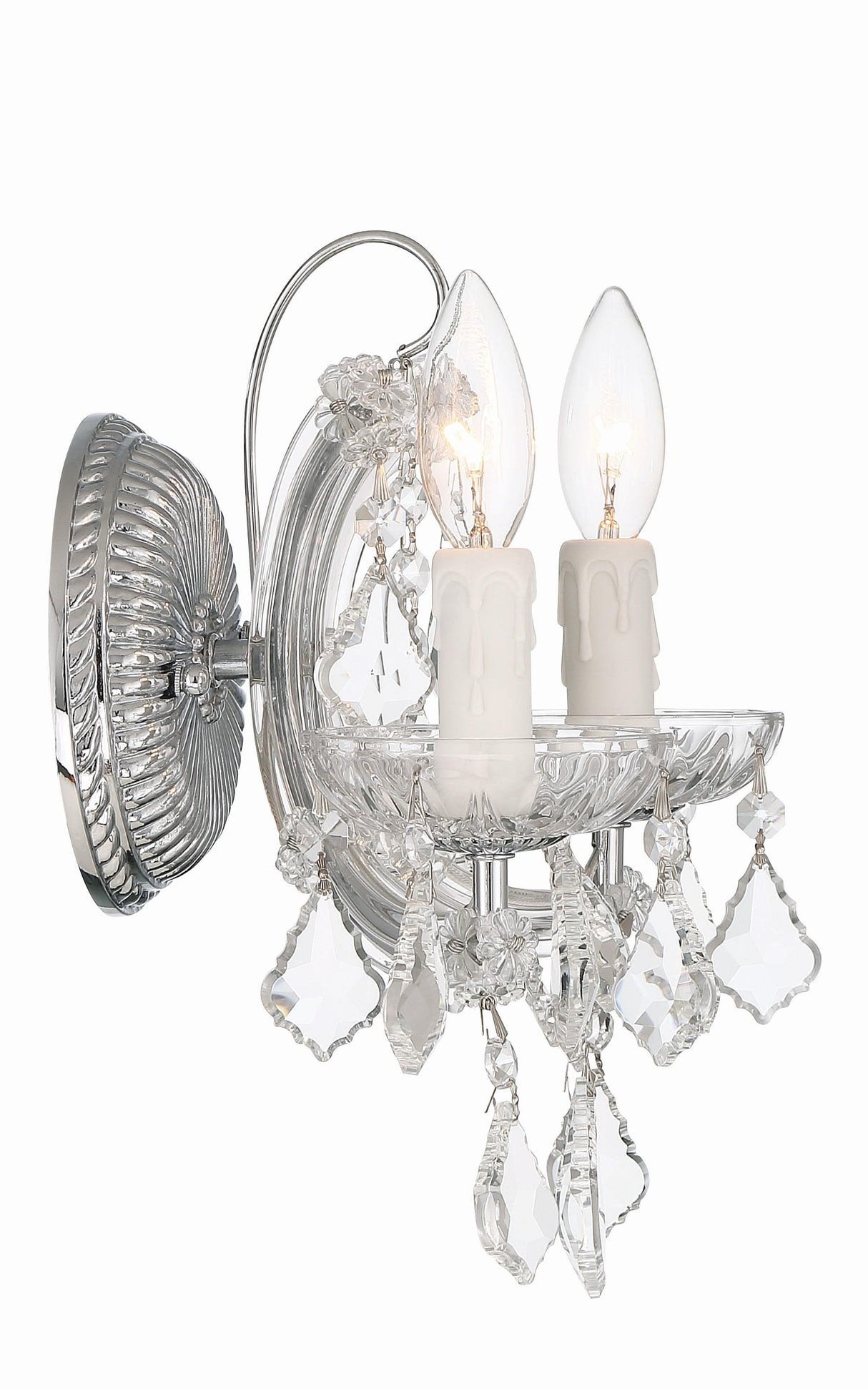 Crystorama Maria Theresa 2 Light Hand Cut Crystal Polished Chrome Sconce