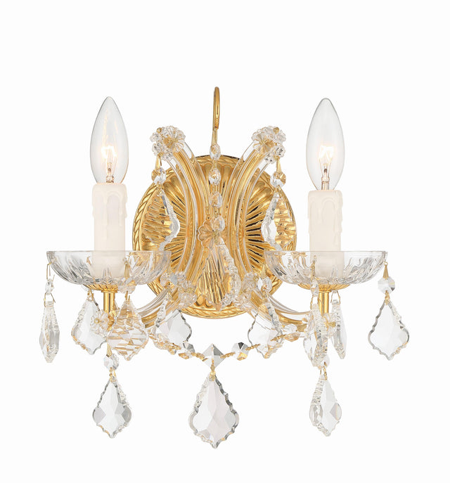 Crystorama Maria Theresa 2 Light Clear Italian Crystal Gold Sconce