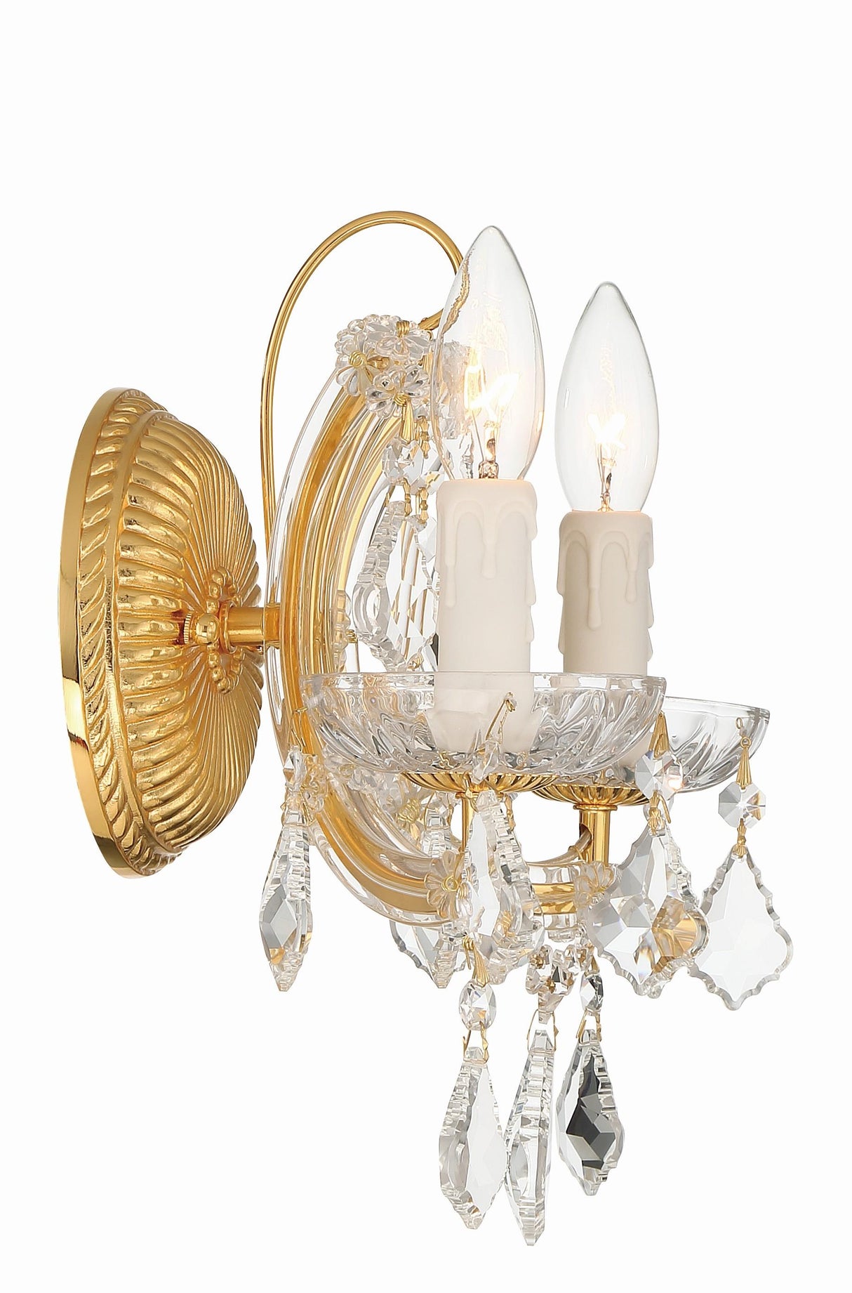 Crystorama Maria Theresa 2 Light Clear Italian Crystal Gold Sconce