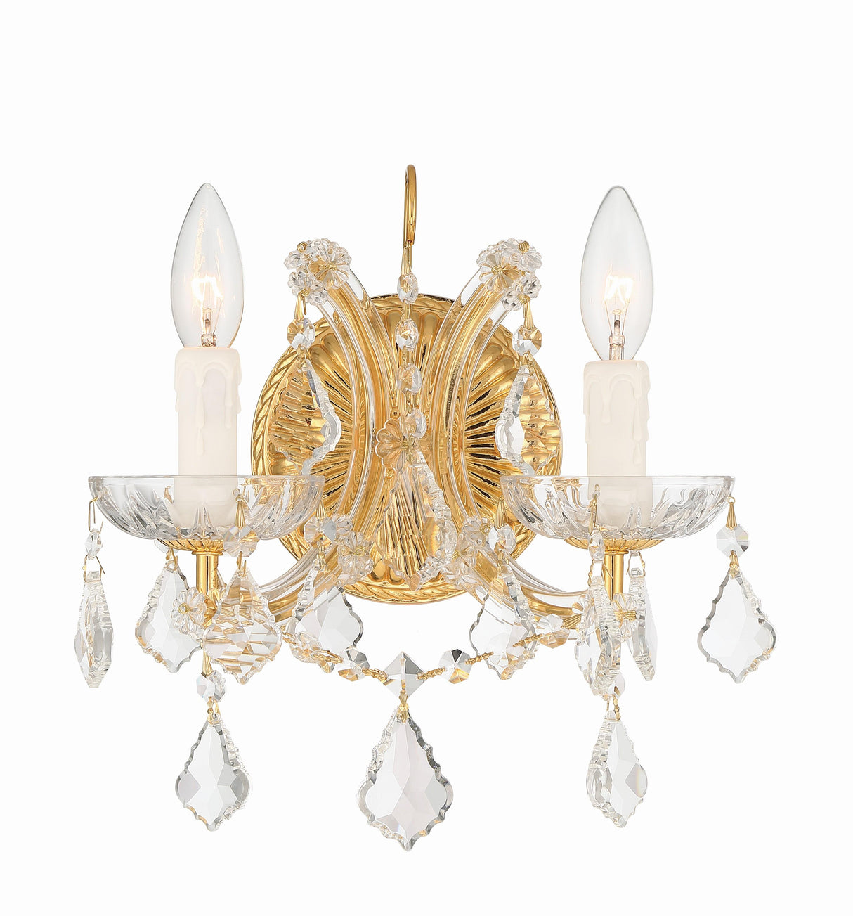Crystorama Maria Theresa 2 Light Hand Cut Crystal Gold Sconce