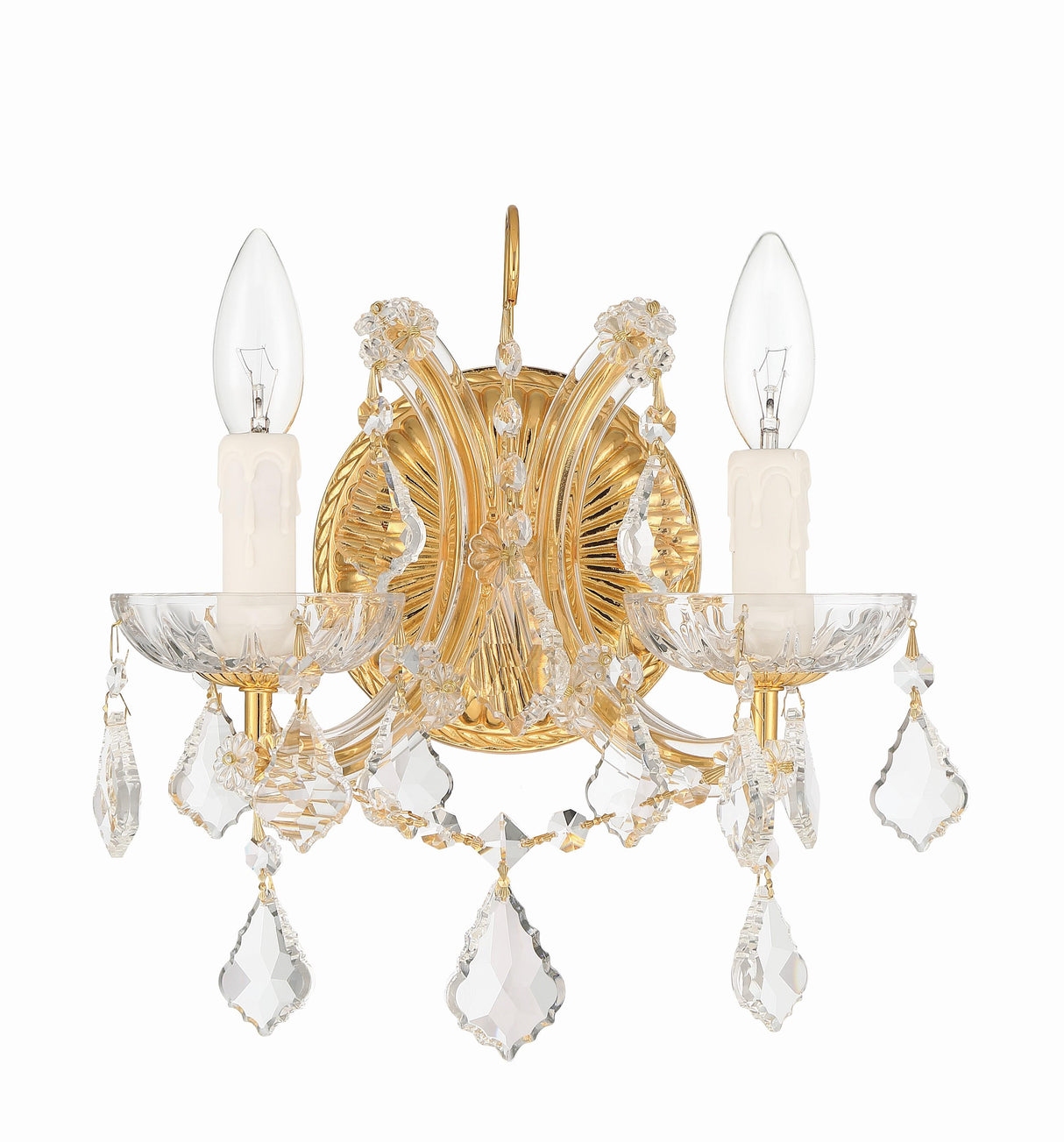 Crystorama Maria Theresa 2 Light Hand Cut Crystal Gold Sconce