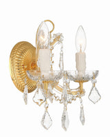 Crystorama Maria Theresa 2 Light Hand Cut Crystal Gold Sconce