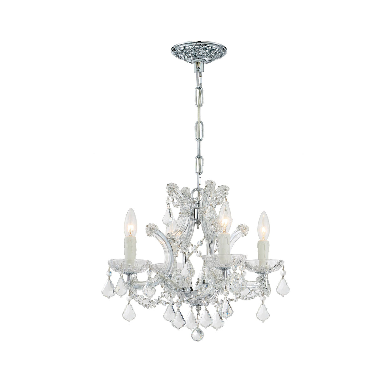 Crystorama Maria Theresa 4 Light Clear Italian Crystal Polished Chrome Mini Chandelier