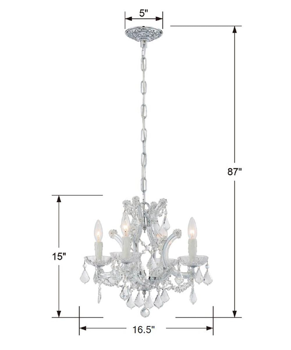 Crystorama Maria Theresa 4 Light Clear Italian Crystal Polished Chrome Mini Chandelier