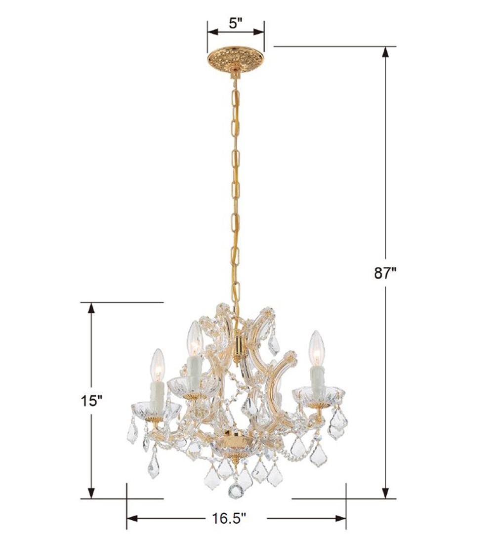 Crystorama Maria Theresa 4 Light Hand Cut Crystal Gold Mini Chandelier