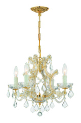 Crystorama Maria Theresa 4 Light Swarovski Strass Crystal Gold Mini Chandelier