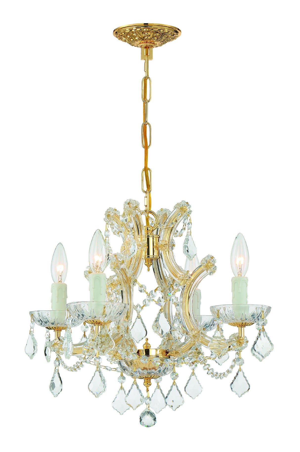 Crystorama Maria Theresa 4 Light Spectra Crystal Gold Mini Chandelier