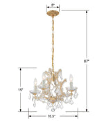 Crystorama Maria Theresa 4 Light Spectra Crystal Gold Mini Chandelier