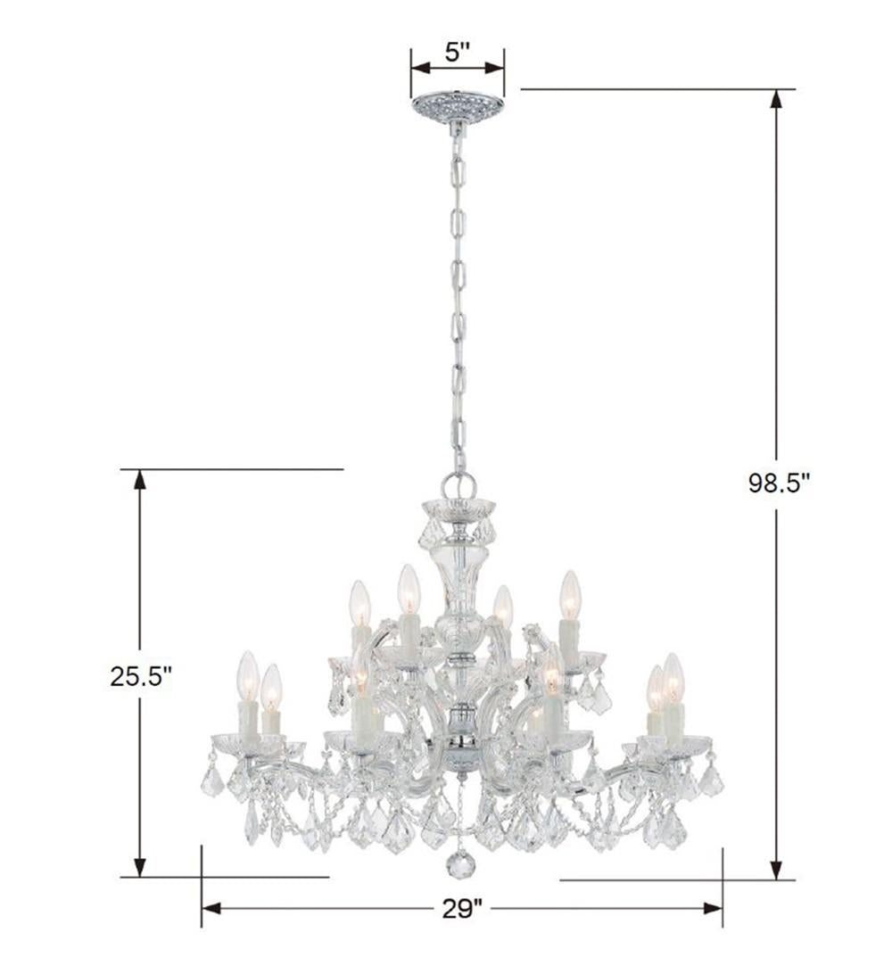 Crystorama Maria Theresa 12 Light Swarovski Strass Crystal Polished Chrome Chandelier