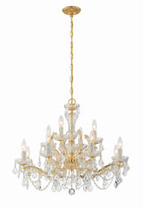 Crystorama Maria Theresa 12 Light Clear Italian Crystal Gold Chandelier