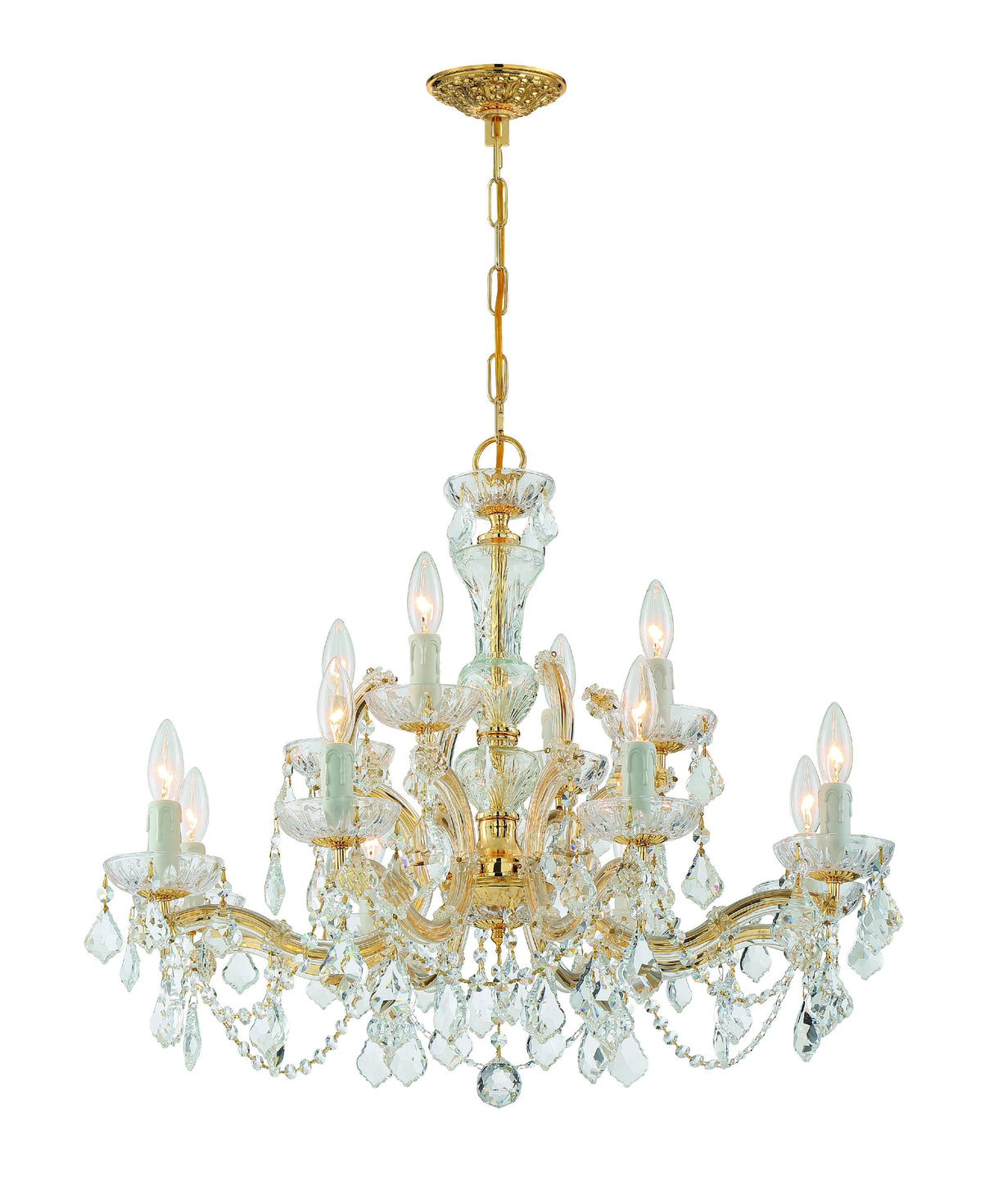 Crystorama Maria Theresa 12 Light Swarovski Strass Crystal Gold Chandelier