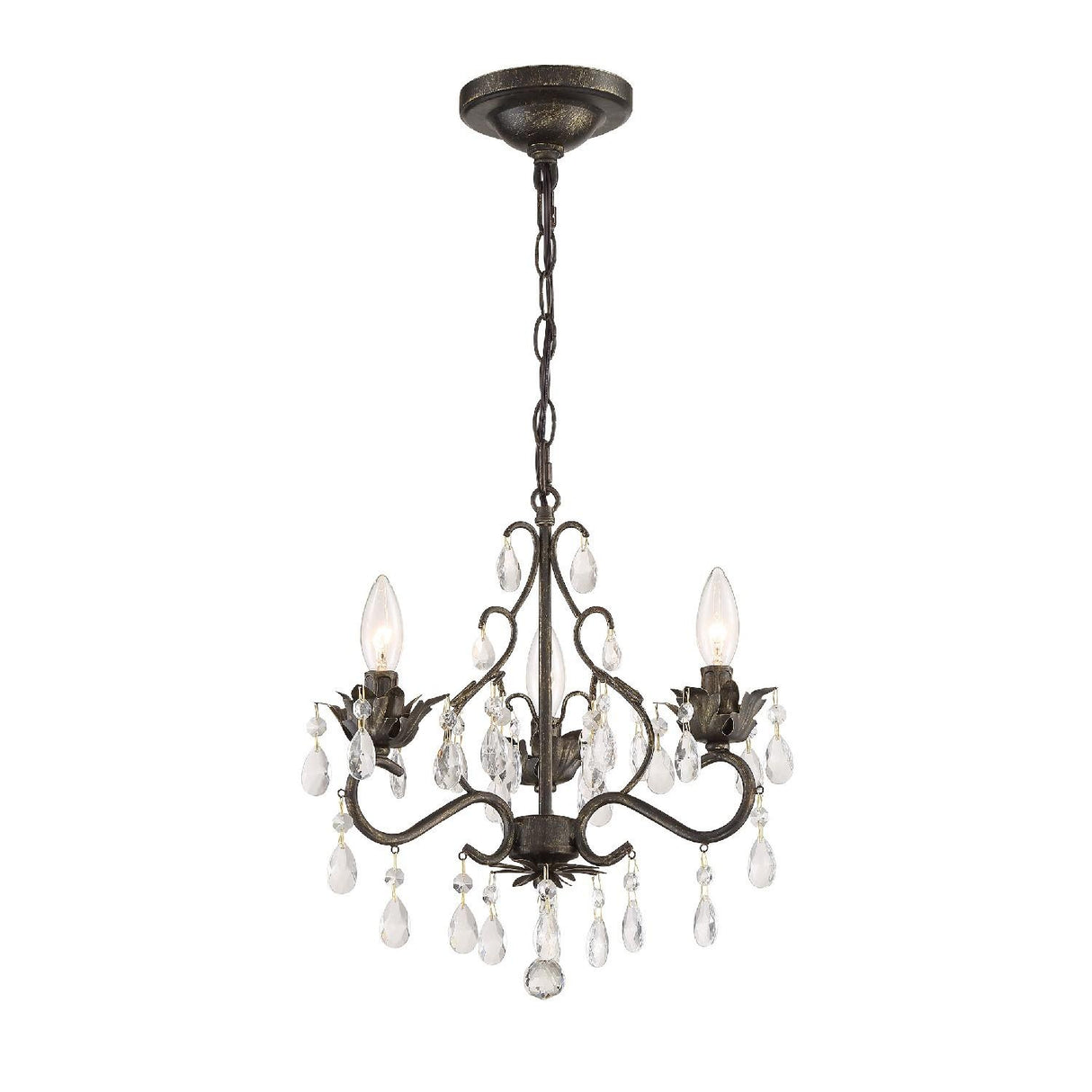 Crystorama Paris Market 3 Light Hand Cut Crystal English Bronze Mini Chandelier