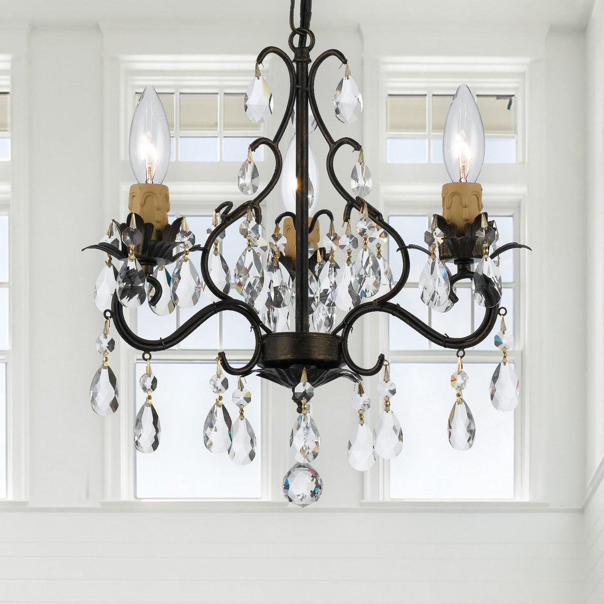 Crystorama Paris Market 3 Light Hand Cut Crystal English Bronze Mini Chandelier