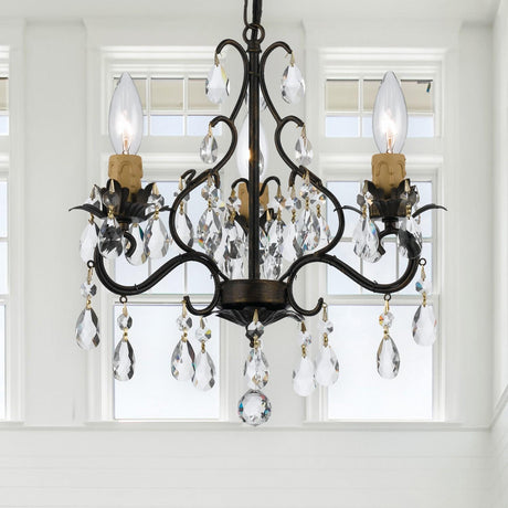 Crystorama Paris Market 3 Light Hand Cut Crystal English Bronze Mini Chandelier
