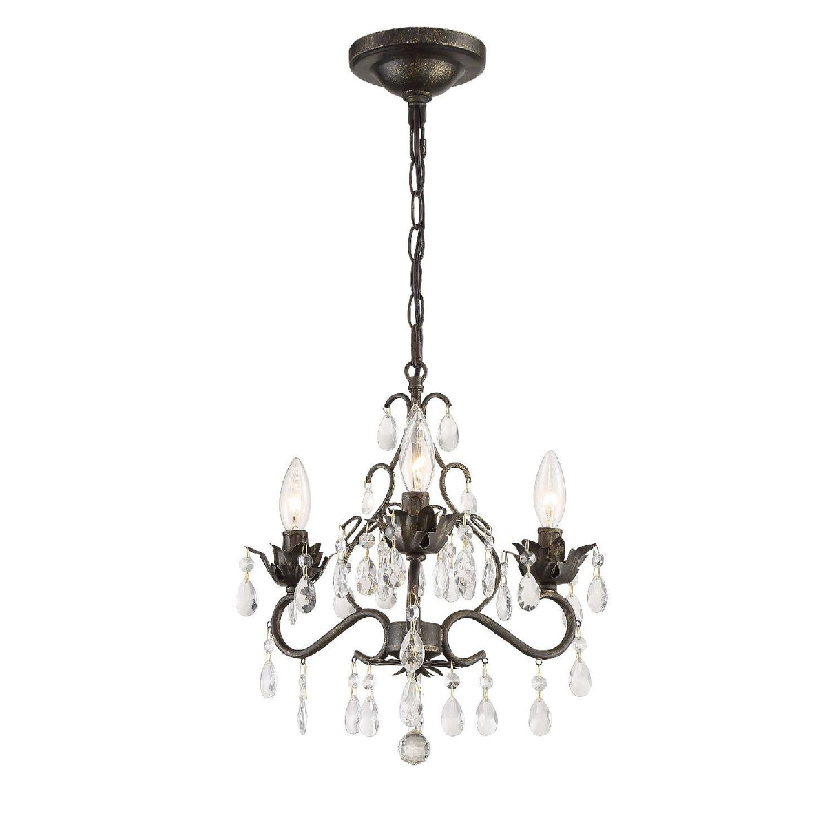 Crystorama Paris Market 3 Light Swarovski Strass Crystal English Bronze Mini Chandelier