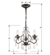 Crystorama Paris Market 3 Light Swarovski Strass Crystal English Bronze Mini Chandelier