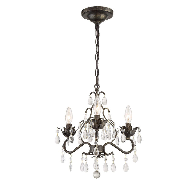 Crystorama Paris Market 3 Light Spectra Crystal English Bronze Mini Chandelier