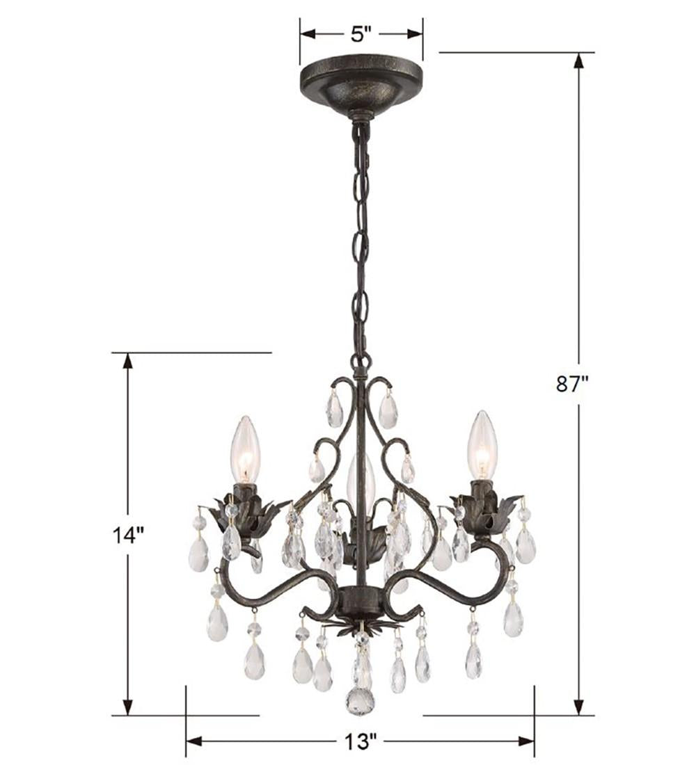 Crystorama Paris Market 3 Light Spectra Crystal English Bronze Mini Chandelier