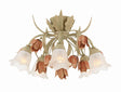 Crystorama Southport 5 Light Sage Rose Floral Semi Flush Mount