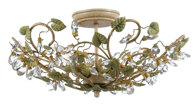 Crystorama Josie 5 Light Champagne Green Tea Semi Flush Mount