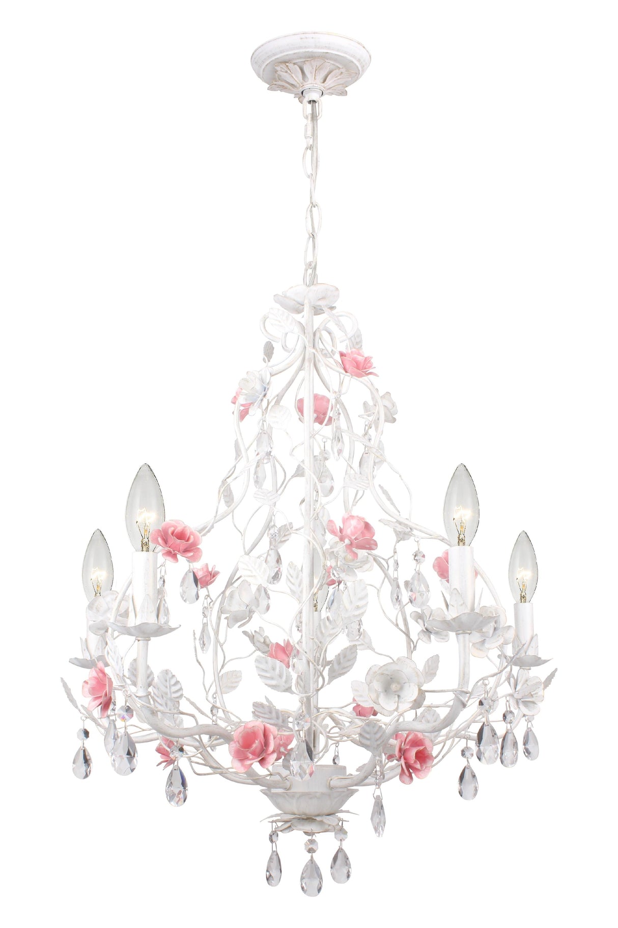 Crystorama Lola 5 Light Wet White Chandelier