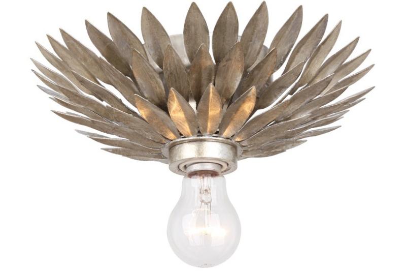 Crystorama Broche 1 Light Antique Silver Flush Mount
