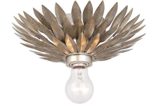 Crystorama Broche 1 Light Antique Silver Flush Mount