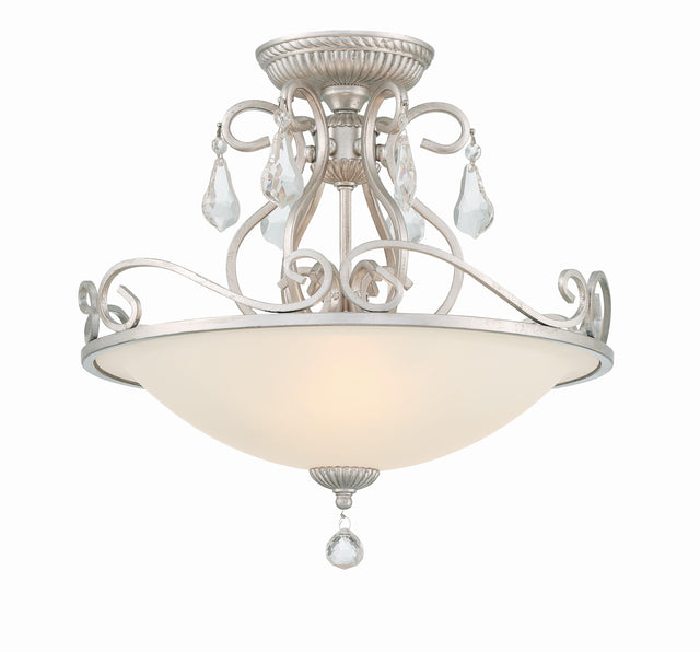Crystorama Ashton 3 Light Hand Cut Crystal Olde Silver Semi Flush Mount