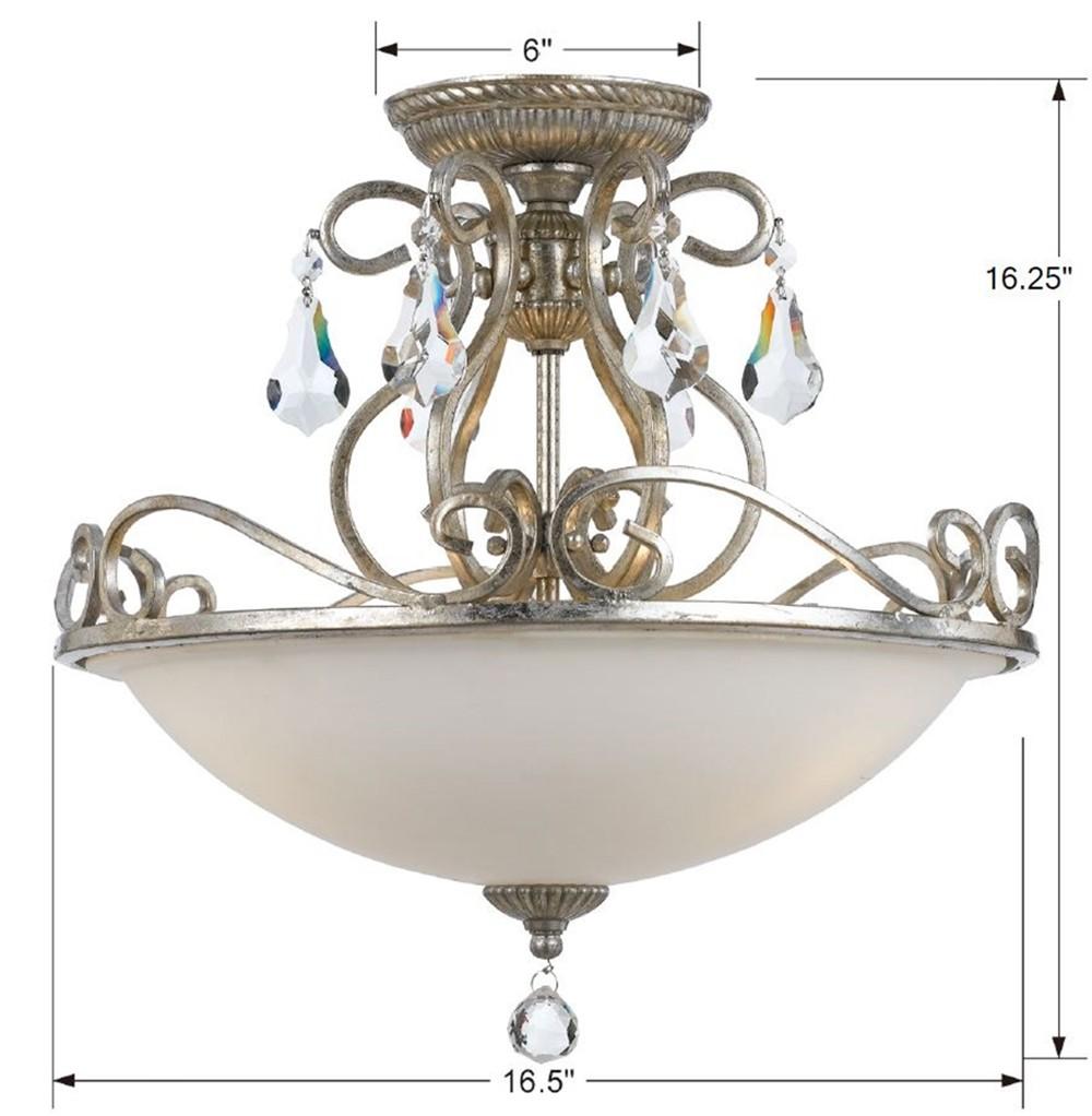Crystorama Ashton 3 Light Hand Cut Crystal Olde Silver Semi Flush Mount