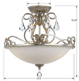 Crystorama Ashton 3 Light Hand Cut Crystal Olde Silver Semi Flush Mount