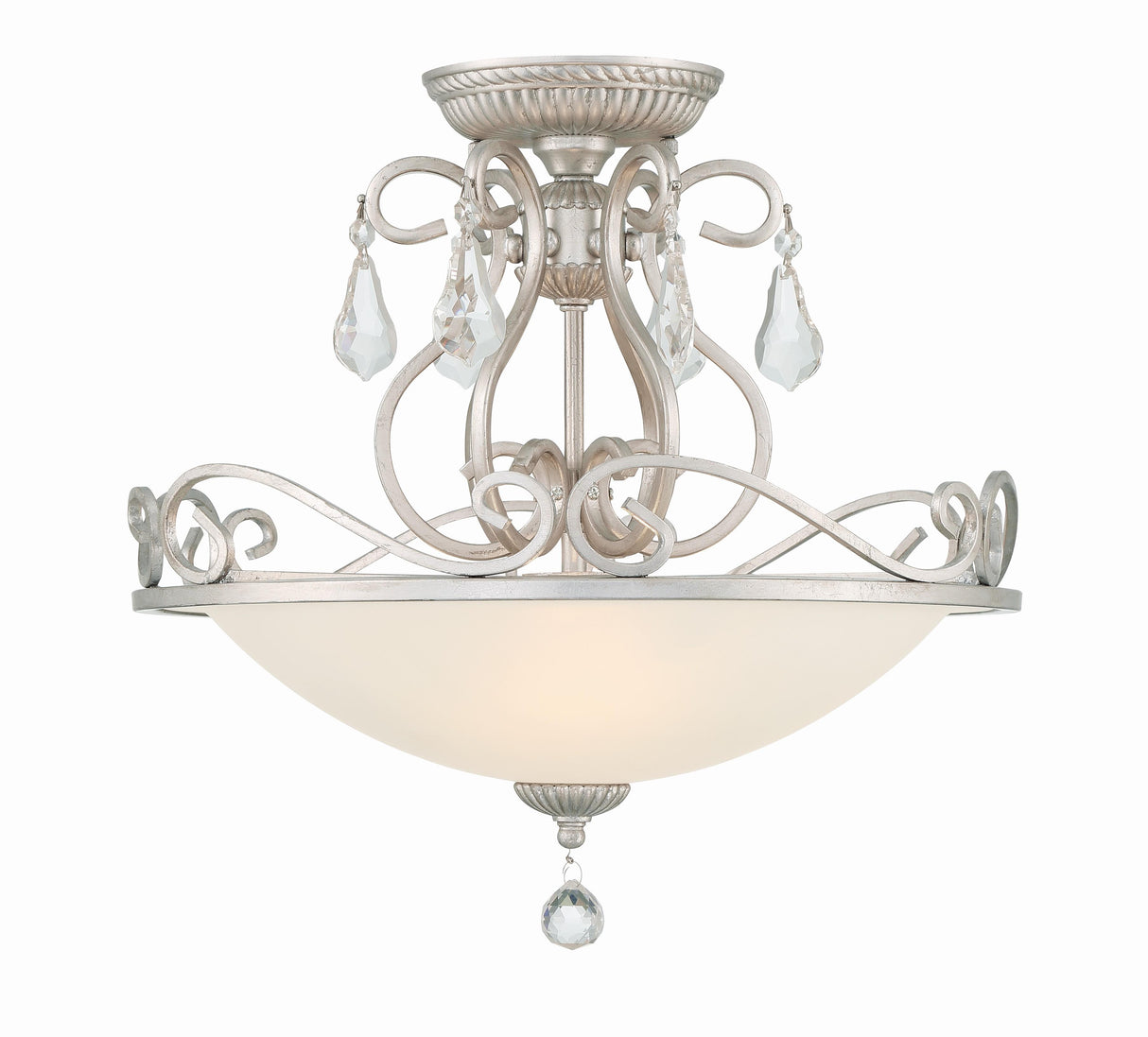 Crystorama Ashton 3 Light Hand Cut Crystal Olde Silver Semi Flush Mount