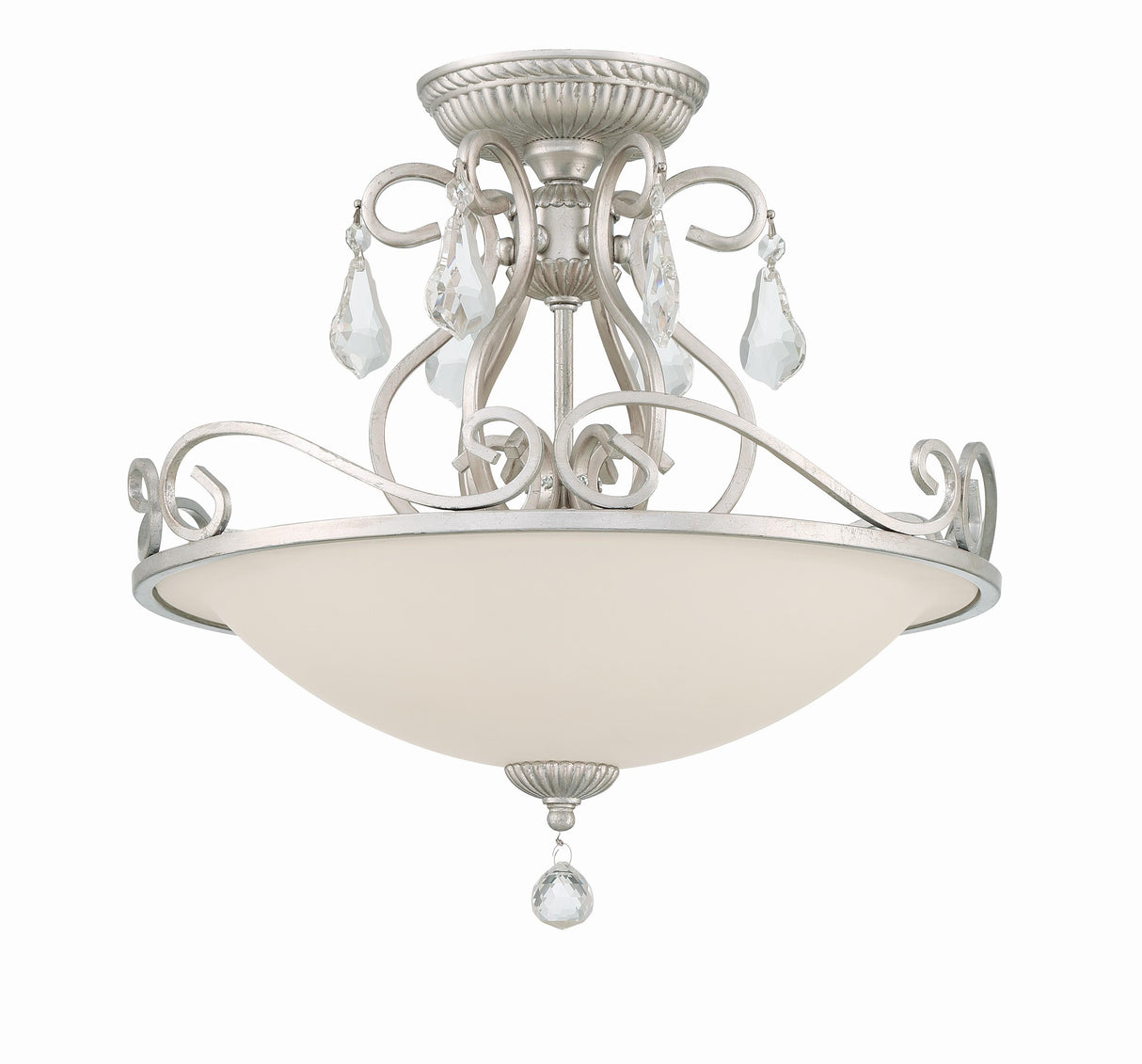 Crystorama Ashton 3 Light Hand Cut Crystal Olde Silver Semi Flush Mount