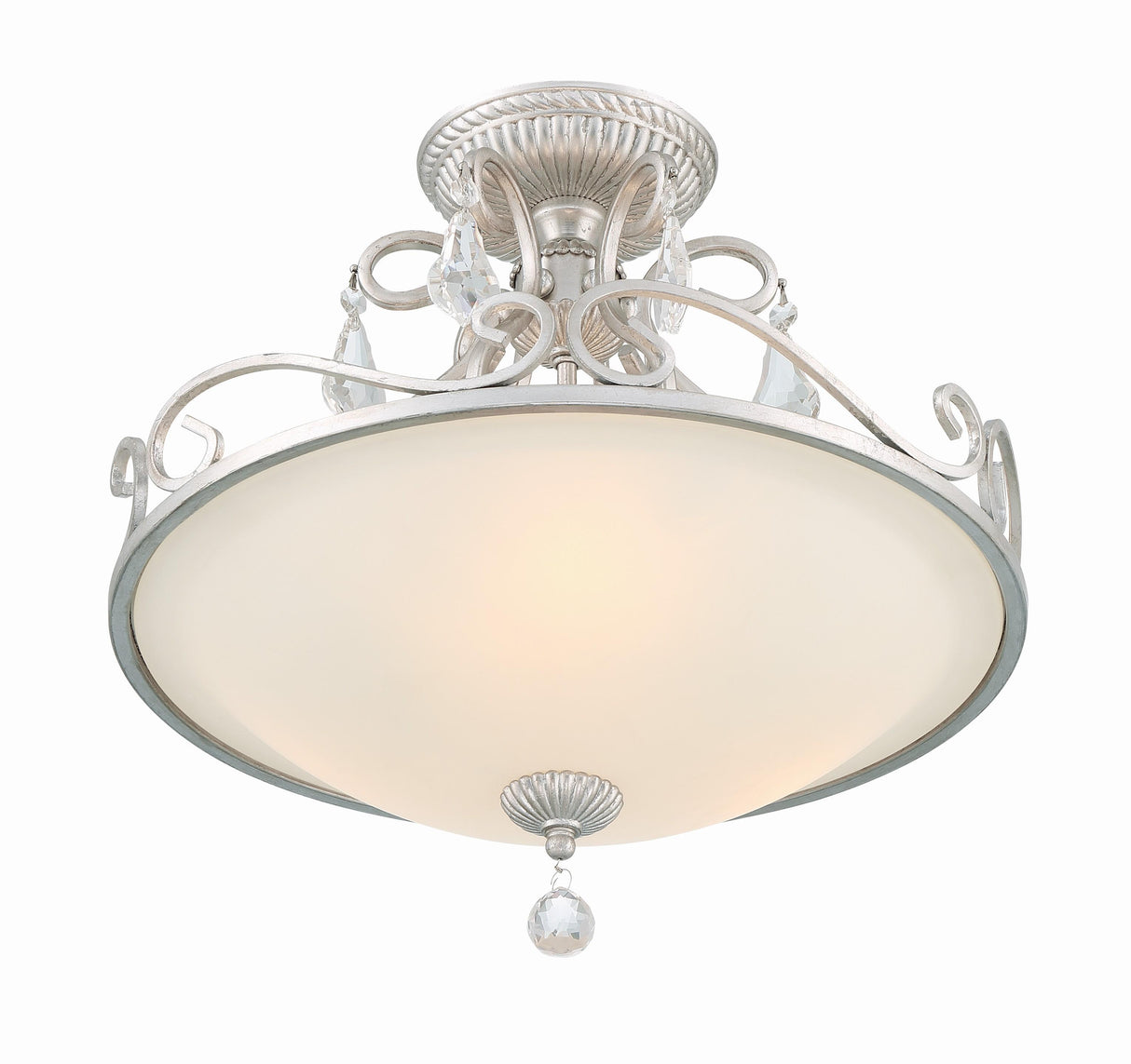 Crystorama Ashton 3 Light Hand Cut Crystal Olde Silver Semi Flush Mount
