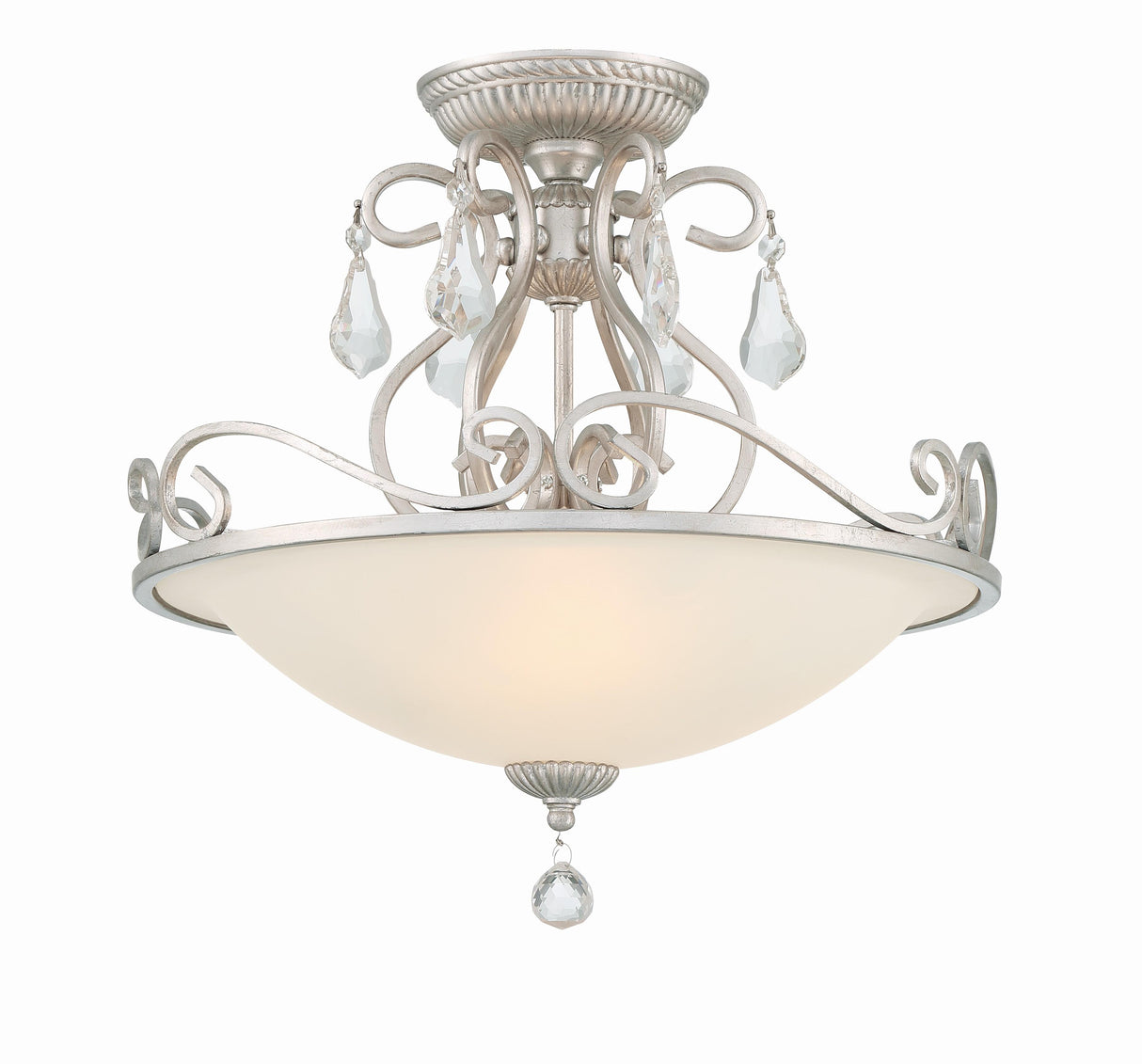 Crystorama Ashton 3 Light Swarovski Strass Crystal Olde Silver Semi Flush Mount