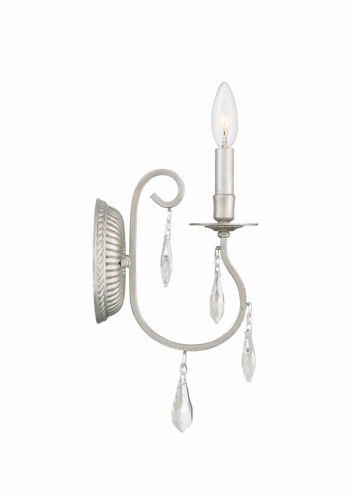 Crystorama Ashton 1 Light Hand Cut Crystal Olde Silver Sconce